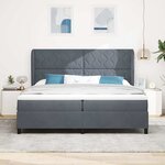 vidaXL Lit à ressorts avec matelas Gris foncé 200 x 200 cm Polyester