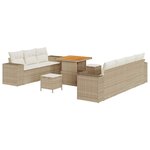 vidaXL Ensemble de canapé de jardin avec coussin 10 Pièces Beige  Crème