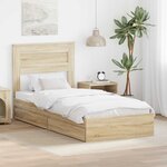 vidaXL Lit de Rangement Chêne Sonoma 100 x 200 cm Bois d'ingénierie