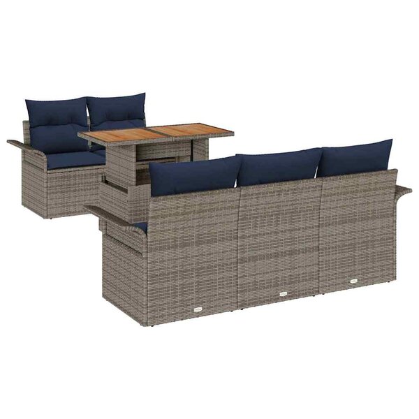 vidaXL Ensemble de canapé de jardin 6 Pièces Gris Poly rotin