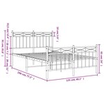 vidaXL Cadre de lit métal sans matelas et pied de lit blanc 120x190 cm