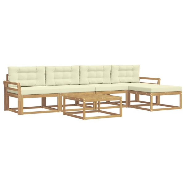 vidaXL Ensemble de canapés d'extérieur 6 pc Blanc et crème Polyester