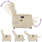 vidaXL Fauteuil inclinable de massage électrique Crème Tissu