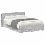 vidaXL Cadre de lit avec rangement Gris béton 150 x 200 cm