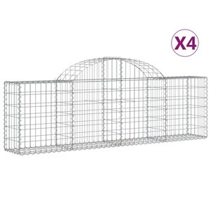 vidaXL Paniers à gabions arqués 4 Pièces 200x30x60/80 cm Fer galvanisé