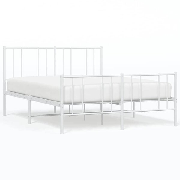 vidaXL Cadre de lit métal sans matelas et pied de lit blanc 150x200 cm