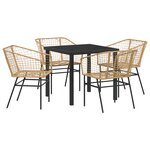 vidaXL Set de salle à manger de jardin 5 pièces en poly rattan marron