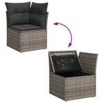 vidaXL Salon de jardin avec coussins 7 Pièces gris résine tressée