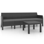 Salon de jardin meuble d'extérieur ensemble de mobilier 2 pièces avec coussins pp rotin anthracite 02_0015900