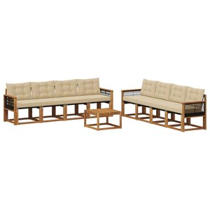 vidaXL Ensemble de canapés d'extérieur 9 pc Naturel et Beige