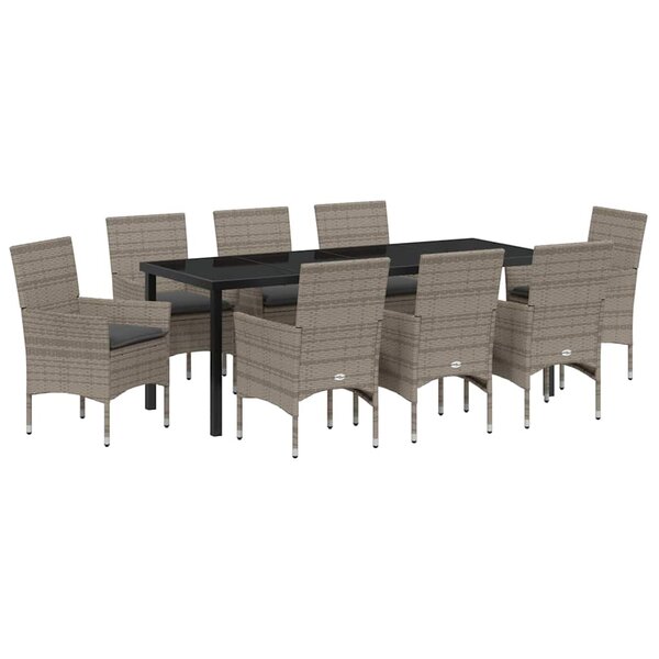 vidaXL Ensemble de salle à manger pour jardin 9 pc Gris polyrotin