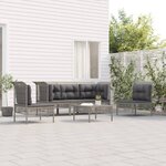 vidaXL Salon de jardin 6 Pièces avec coussins Gris Résine tressée