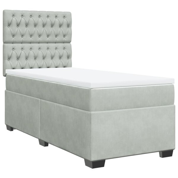 vidaXL Sommier à lattes de lit et matelas Gris clair 80x200 cm Velours