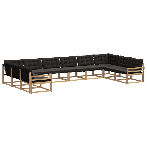 vidaXL Ensemble de canapés d'extérieur 10 pc Blanc et noir