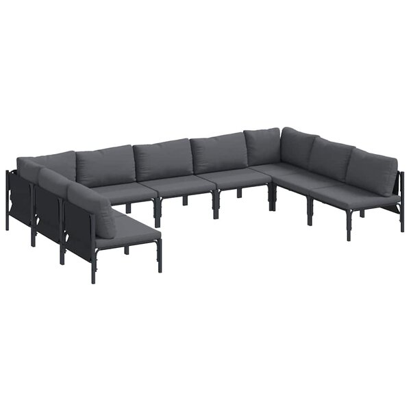 vidaXL Ensemble de canapé de jardin 9 Pièces Anthracite Acier