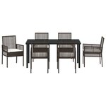 vidaXL Ensemble de salle à manger de jardin de 7 pièces avec coussins Marron Poly Rotin