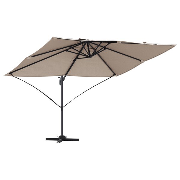 vidaXL Grand Parasol Déporté Taupe Polyester Grand Pliable Moderne