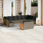 vidaXL Salon de jardin avec coussins 12 Pièces gris résine tressée