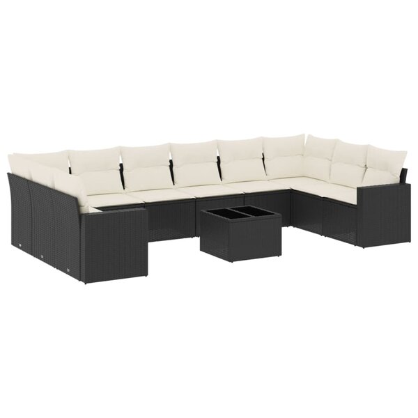 vidaXL Salon de jardin 11 Pièces avec coussins noir résine tressée