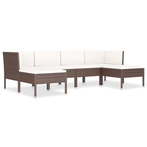 Salon de jardin meuble d'extérieur ensemble de mobilier 6 pièces avec coussins résine tressée marron 02_0016891