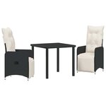 vidaXL Ensemble de salle à manger pour jardin 3 Pièces Noir Poly rotin