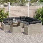 vidaXL Ensemble de canapé de jardin 9 Pièces Gris clair polyrotin