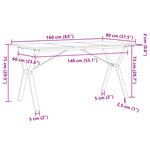 vidaXL Table à manger cadre en Y 160x80x75 cm bois de pin massif fonte