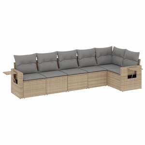 vidaXL Salon de jardin avec coussins 6 Pièces beige résine tressée