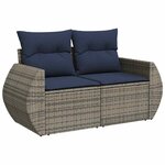 vidaXL Salon de jardin 8Pièces avec coussins gris résine tressée acacia