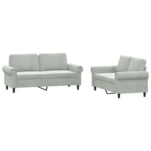 vidaXL Ensemble de canapés 2 Pièces avec coussins Gris clair Velours
