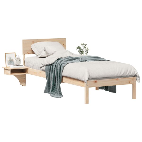 vidaXL Cadre de lit avec tête de lit Marron 75 x 190 cm Pin massif
