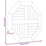vidaXL Dessus de table 60x60x2 5 cm octogonal bois de teck massif