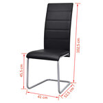 vidaXL Chaises à manger cantilever lot de 4 noir similicuir