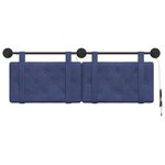 vidaXL Tête de lit suspendue Avec lumière LED Bleu police Velours