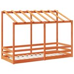 vidaXL Lit pour enfants et toit cire marron 75x190 cm bois massif pin