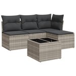 vidaXL Salon de jardin 5 Pièces avec coussins gris clair résine tressée