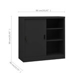 Armoire de bureau porte coulissante 90 x 40 x 90 cm robuste avec serrure et étagères réglables en acier anthracite 02_0046813