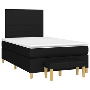 vidaXL Sommier à lattes de lit avec matelas noir 120x190 cm tissu