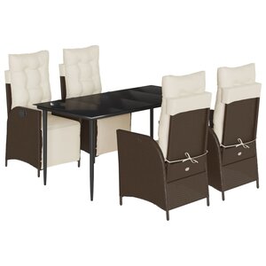 vidaXL Ensemble à manger de jardin 5 Pièces et coussins marron poly rotin