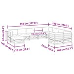 vidaXL Salon de jardin 10Pièces avec coussins cire marron bois pin massif