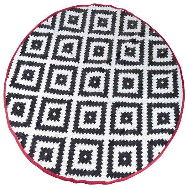 Bo-Camp Tapis d'extérieur Chill mat Falconwood 2 m rond noir et blanc