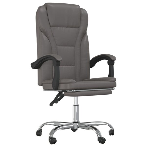 Chaise fauteuil siège pivotante de inclinable de bureau informatique étude similicuir gris 02_0024245