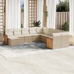 vidaXL Salon de jardin 11 Pièces avec coussins beige résine tressée