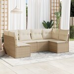 vidaXL Salon de jardin avec coussins 6 Pièces beige résine tressée