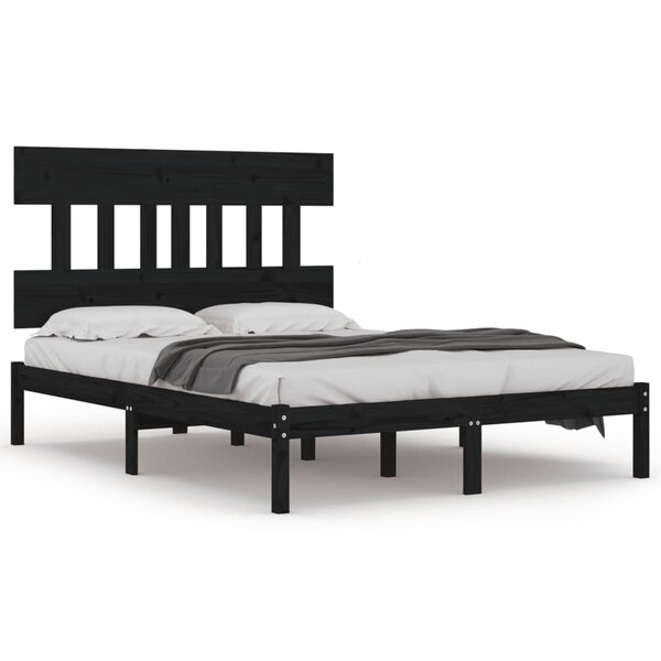 vidaXL Cadre de lit sans matelas noir 200x200 cm bois massif