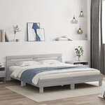 vidaXL Cadre de lit avec LED sans matelas sonoma gris 200x200 cm