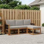 vidaXL Ensemble de canapés d'extérieur 4 pc Naturel et gris clair