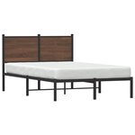 vidaXL Cadre de lit en métal avec tête de lit chêne marron 120x190 cm