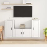 vidaXL Ensemble de meubles TV 3 Pièces Blanc Bois d'ingénierie