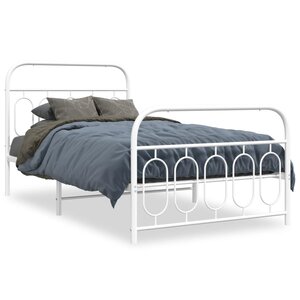 vidaXL Cadre de lit métal sans matelas et pied de lit blanc 100x200 cm